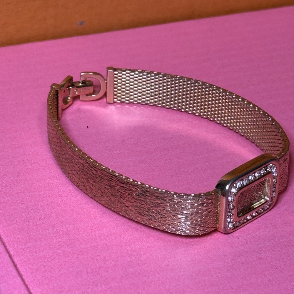 Dior Gold Mesh Bracelet with Sparkling Centerpiece - Picture 7 of 12